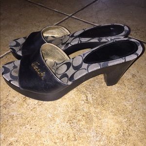 Coach black wedge shoes